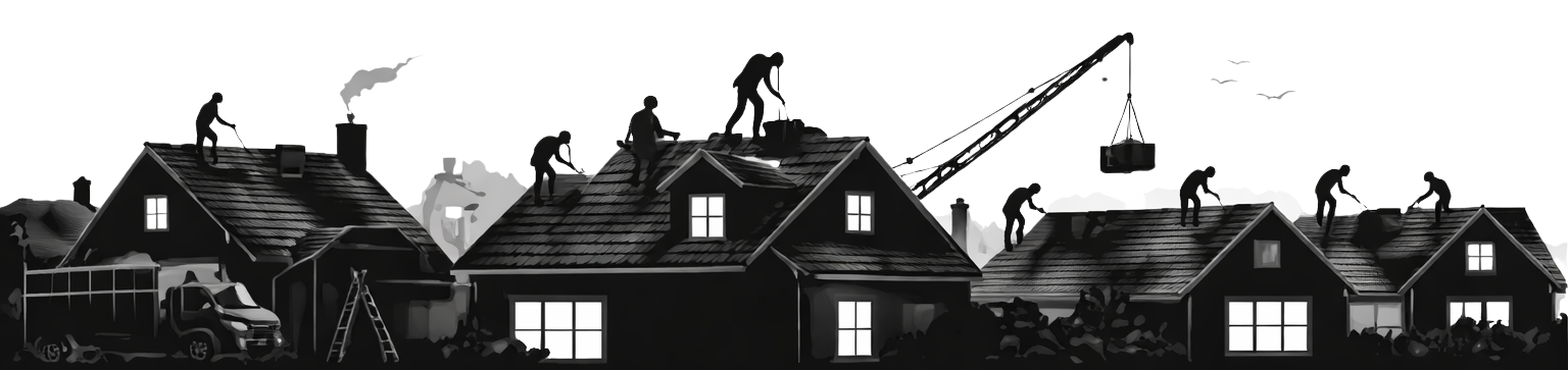 Schets van dakdekkers werkzaamheden